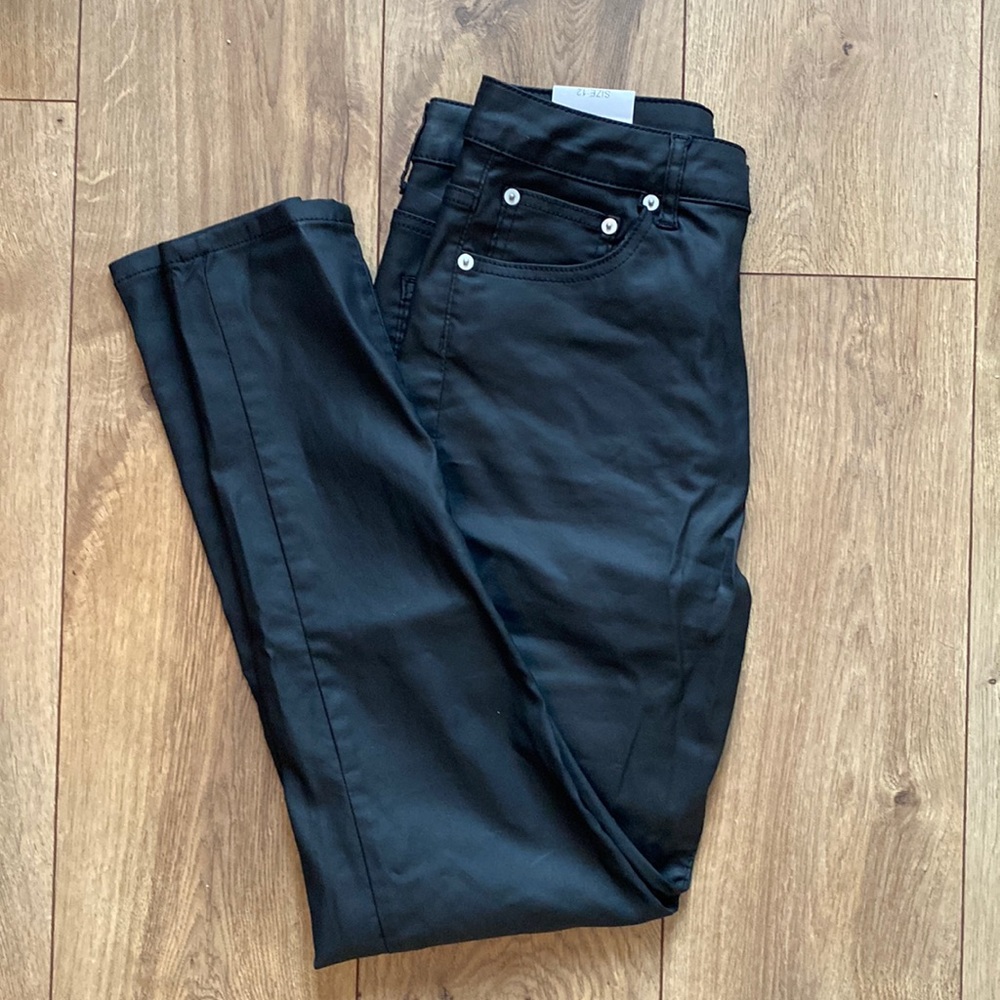In the Style Black coated skinny trousers NWT